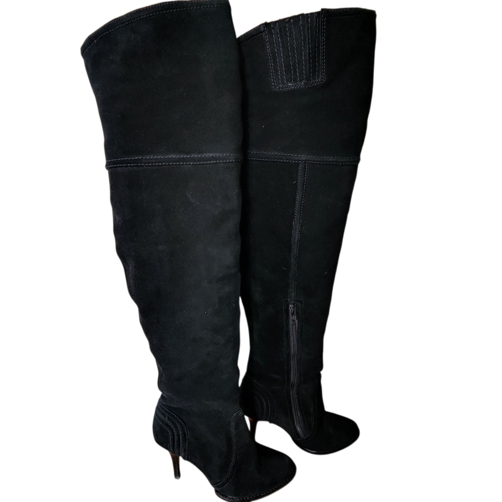 RARE! JUICY COUTURE OVER-THE-KNEE BOOTS WOMEN'S 6 BLACK SUEDE HIGH HEEL